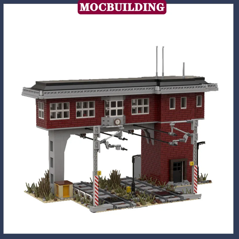 MOC City Train Signal Box Model Building Block Assembly Building Track Collection Series Toy Gift