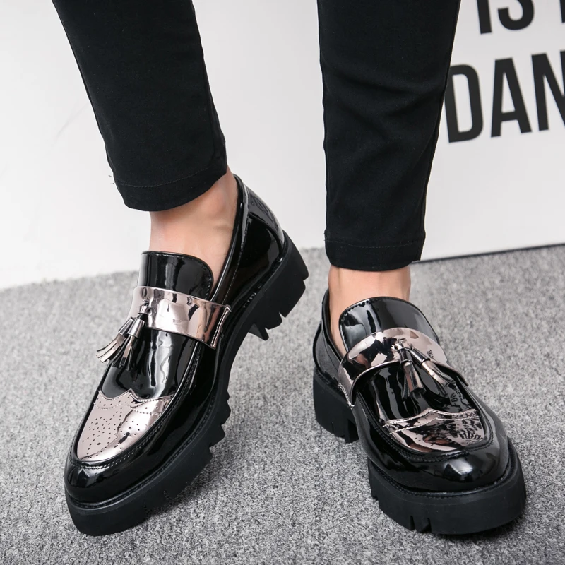Luxury Tassle Slip On Loafers Men Shoes Brogue Soft Casual Polish Leather Shoes Men Party Wedding Shoes For Man Free Shipping