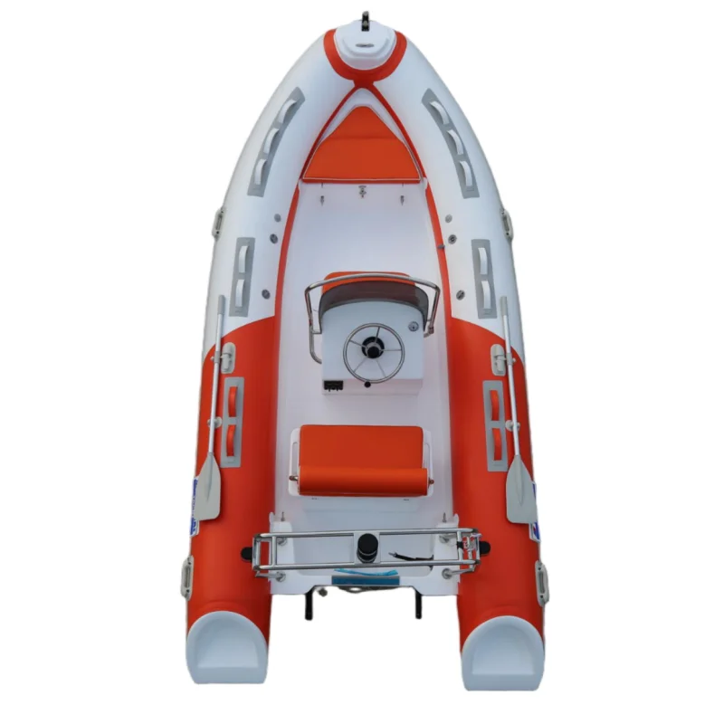 Double-depth V-hull fiberglass cabin patrol boat open boat with outboard engine