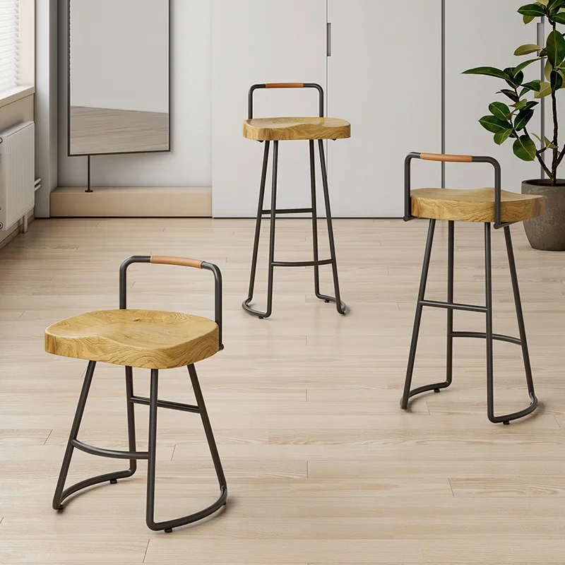 High Stool Solid Wood Bar Chair, Nordic Modern Design for Home, Kitchen or Commercial, Milk Tea Shop with Backrest