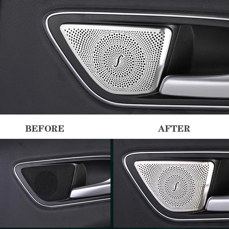 2pcs Car Door Gate Loudspeaker Sound Chrome Pad Speaker Cover Trim Interior Accessories For Mercedes Benz GLA CLA