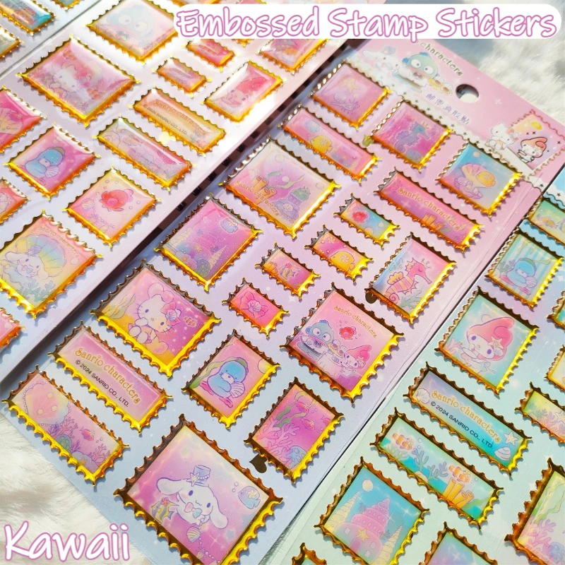 

2026 Sanrio 3D мультяшные хрустальные наклейки, штампы горячего тиснения, милые декоративные наклейки «сделай сам» для детей, девочек, студентов