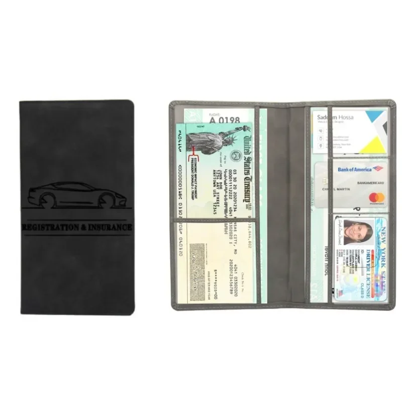 Leather Car Registration Insurance Holder 2025 Auto Documents License Storage Bag Men's Driving License Cover Credit Card Wallet