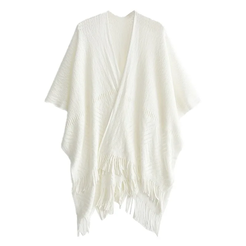 

Solid Color Hollow Out Oversized Shawl, Ethnic Inspired Cape Scarf, Lightweight Spring Summer Wrap