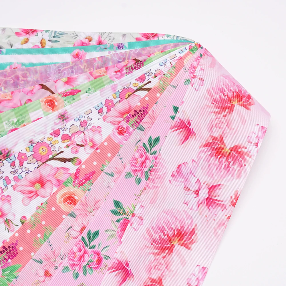 5 ياردة زهرة المطبوعة Grosgrain شرائط الساتان Bows DIY بها بنفسك الحرفية الديكور لوازم التعبئة والتغليف. 77534