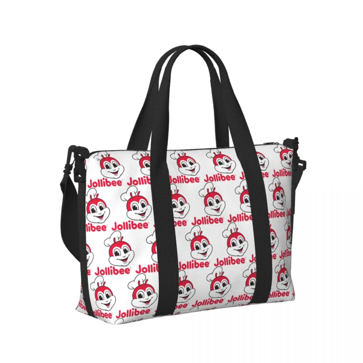 

Custom Retro Jollibee Beach Travel Bag Large Capacity Tote Bags for Gym Yoga Women Shopping Duffle Shoulder Bag