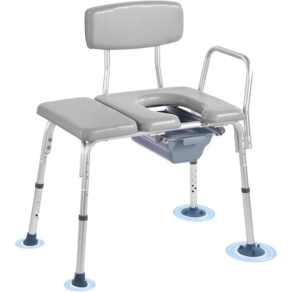 Bedside Commode Chair, 500 lbs Load Capacity, 4-in-1 Portable Toilet and Raised Toilet Seat with Detachable 5L Bucket, Padded Se