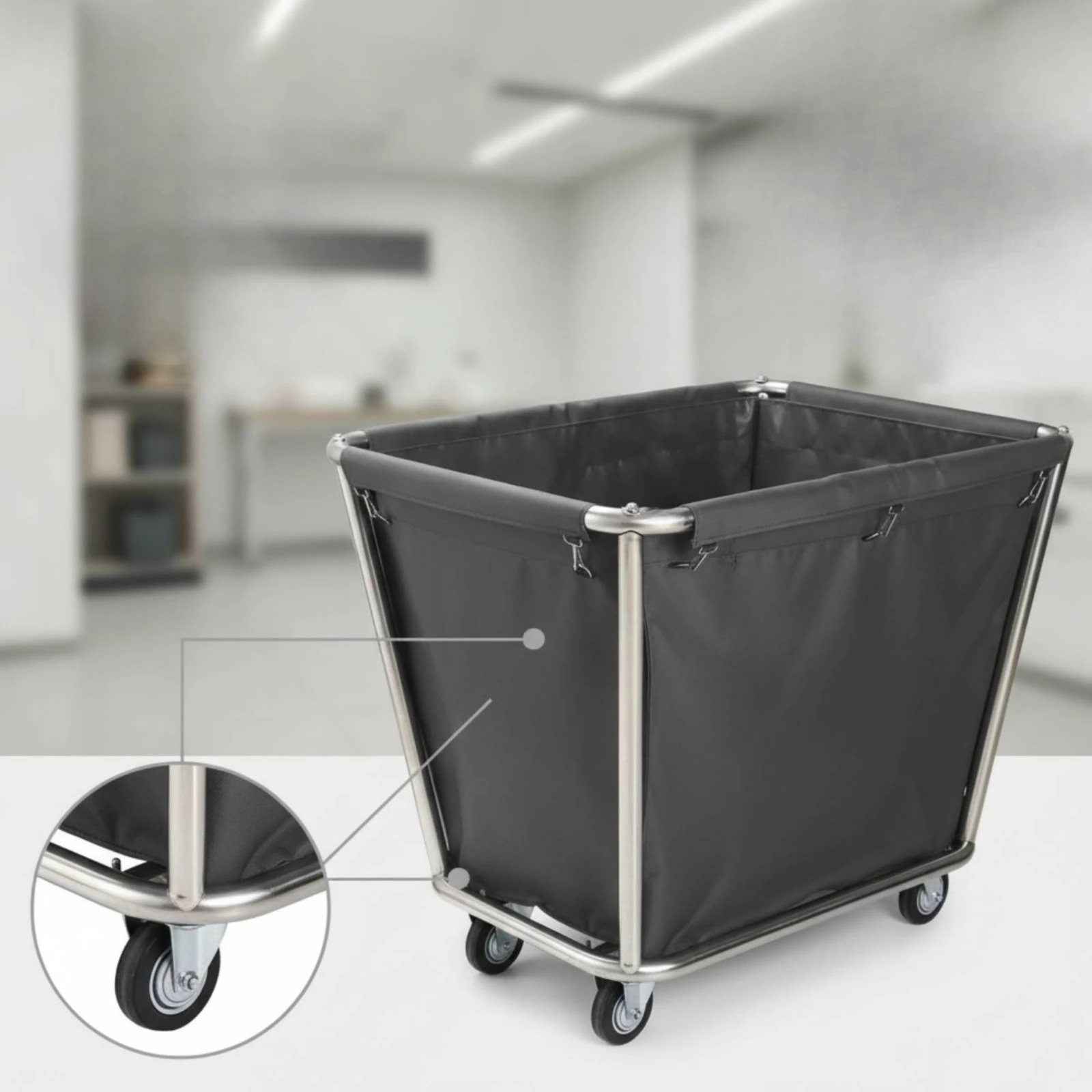 Laundry Cart with Wheels Rolling Hotel Laundry Cart Open-Top Large-Capacity for Housekeeping, Hotels, Corridors