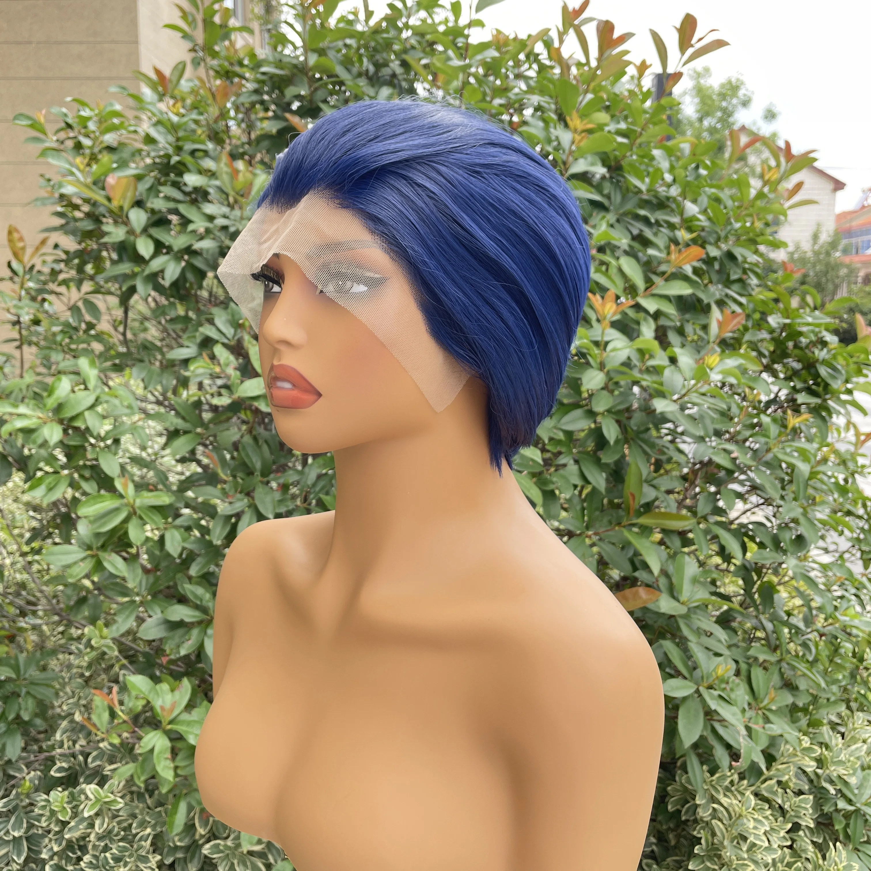 

Натуральная линия волос, короткий боб, синтетические кружевные парики для женщин, парики для косплея для мужчин, темно-синие бесклеевые парики 13x4, свободная часть