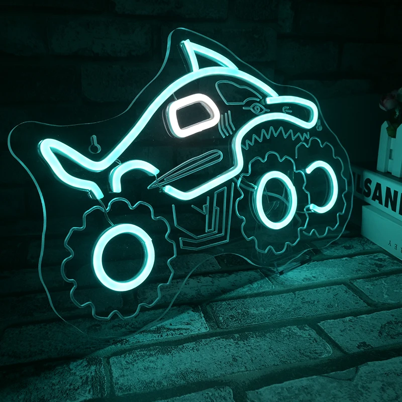 

Shark Truck Neon Signs Custom Monster For Wall Decor Suitable For Bedroom Living Room Man Cave Party Game Room Decor Dimmable