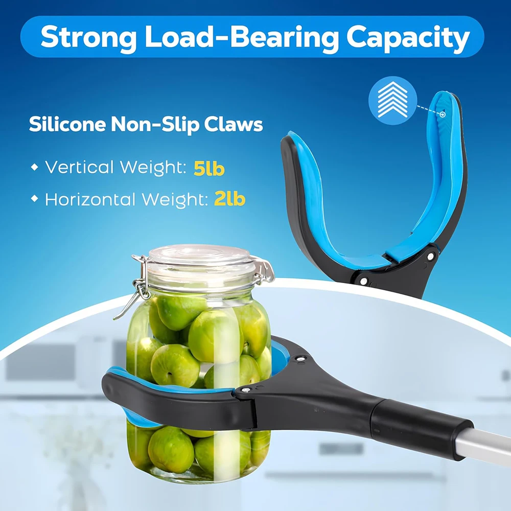 32 Inch Grabber Reacher Tool 360° Rotating Head Wide Jaw Foldable Reacher Grabber Pickup Tool Anti-Slip Rotating Jaw with Magnet