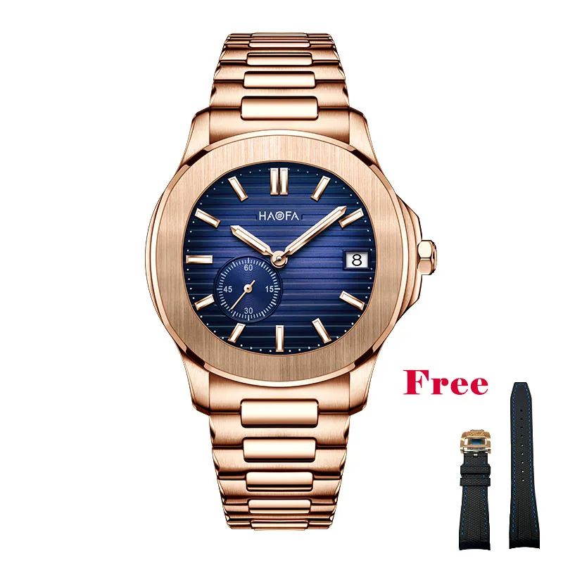 Haofa Classic Automatic Mechanical Watches For Men Calendar Slim Movement Independent Stopwatch 40h Power Reserve Business 2290N