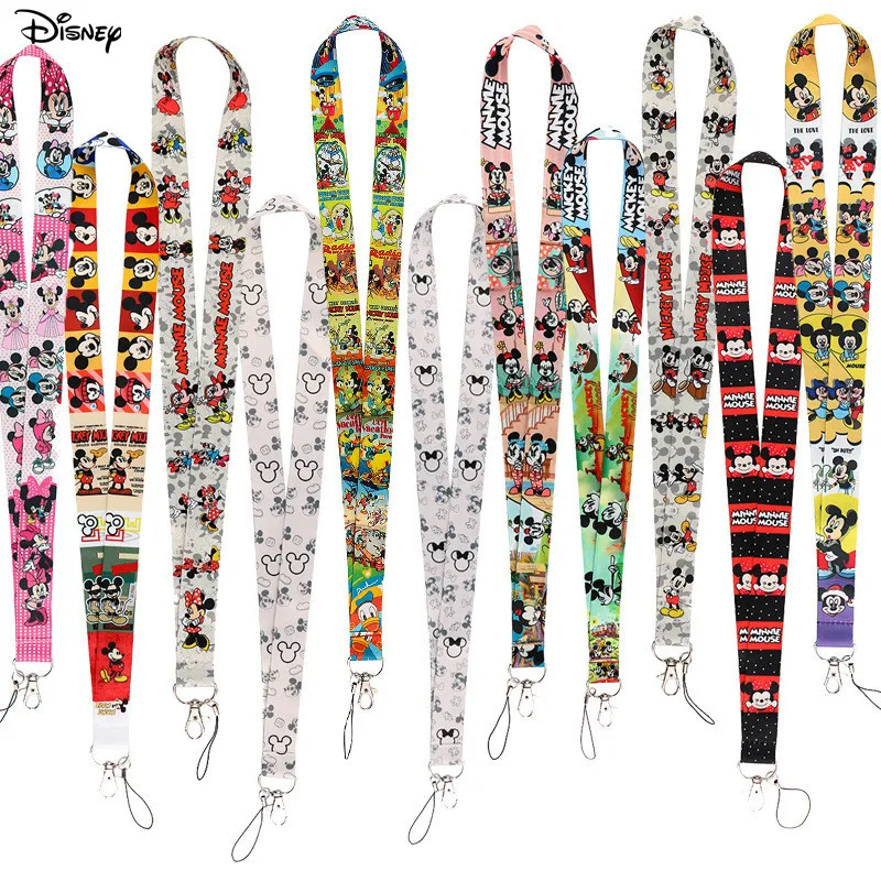 10Pcs Disney Minnie Phone Strap Lanyard Keychain For Wallet phone Charm Chain Car Key Cartoon Ring Wrist Band Anti-lost Rope