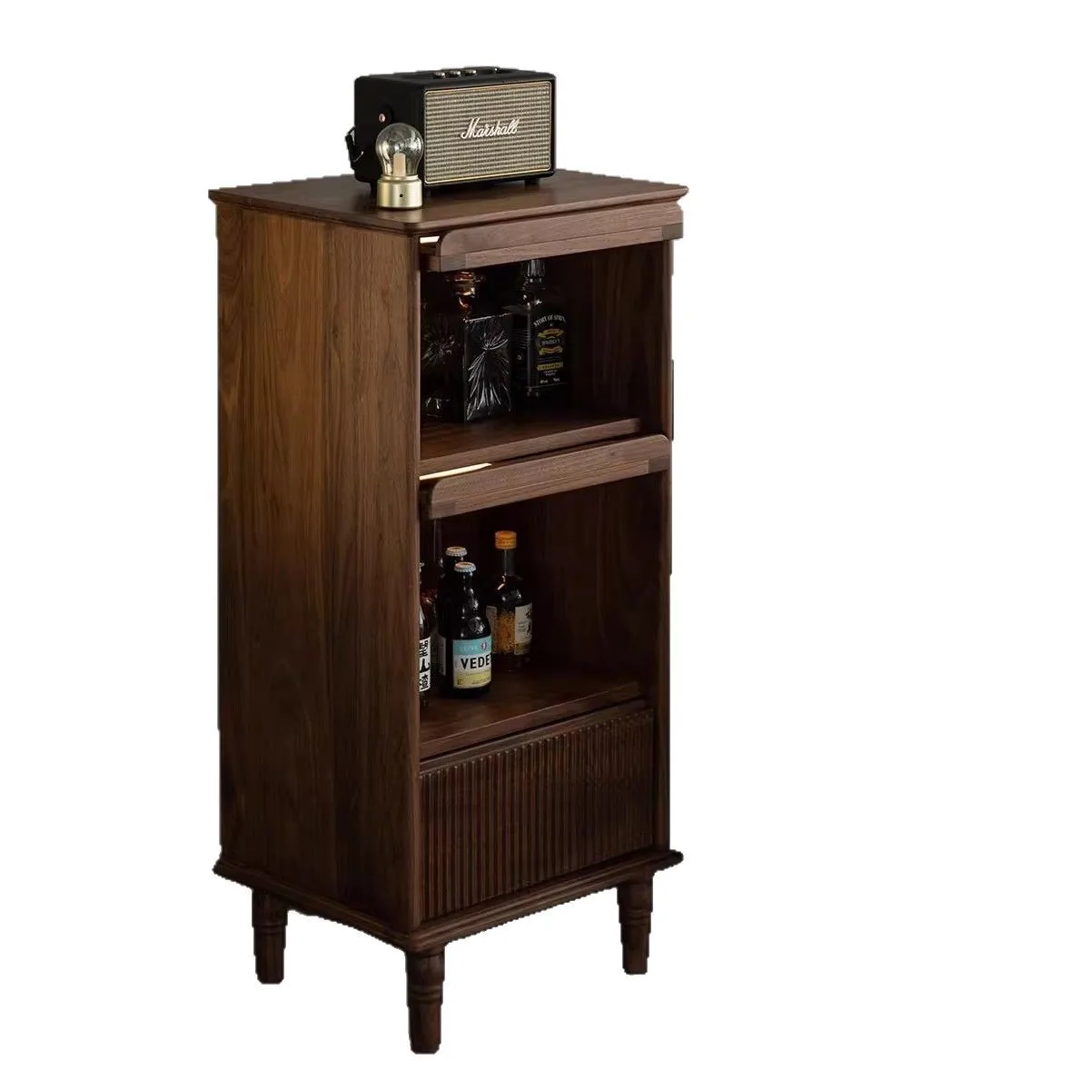 

North American black walnut solid wood TV cabinet side cabinet living room sofa stand cabinet cherry wood light luxury high