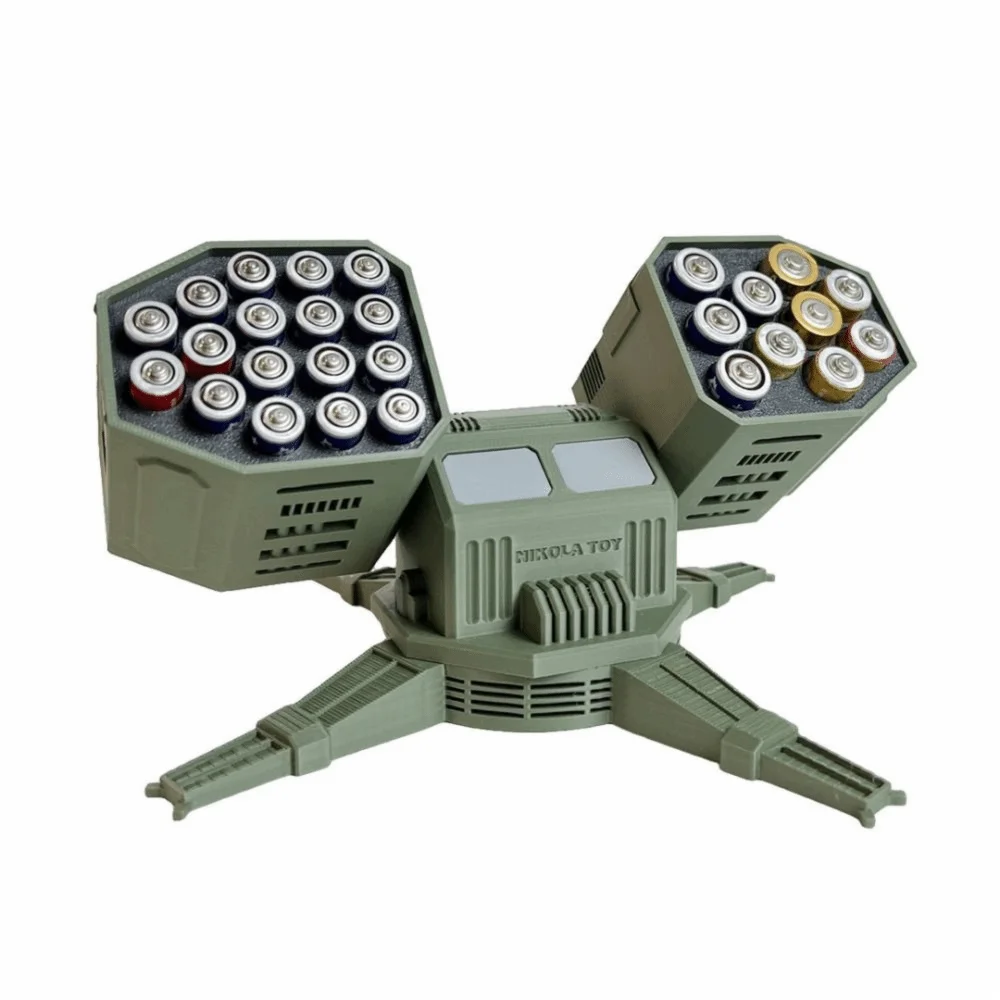 

AA Type Battery Storage Box 360 Rotation AAA Type Desktop Ornament Creative Design Mecha Style Battery Case Home Decor