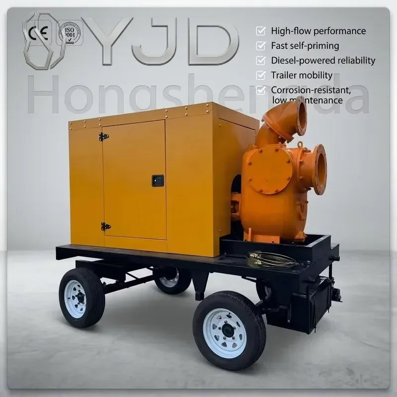 Self-priming Diesel Engine Cast Iron Water Pump 200-500 M³/h Control Irrigation Emergency Trailer-type High Flow Genset CE