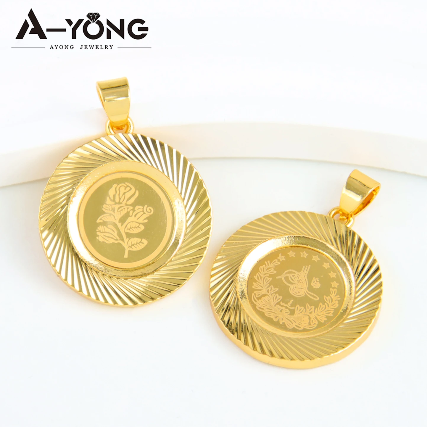 Luxury Turkish Coins Pendant 21k Gold Plated Fashion Islamic Choker Pendants Dubai Arab Women Event Party Jewelry