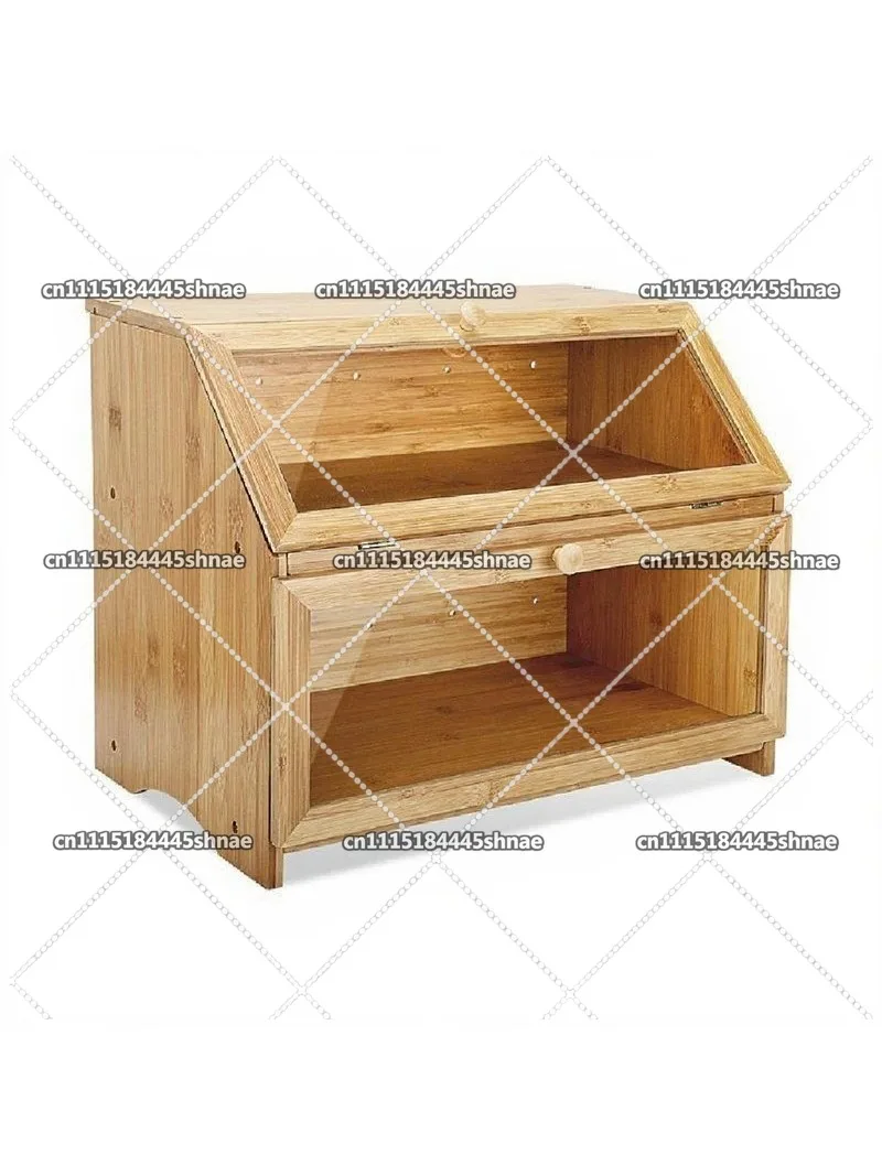 Easy-open Bamboo Bread Box with Lid Drawer Food Storage Container