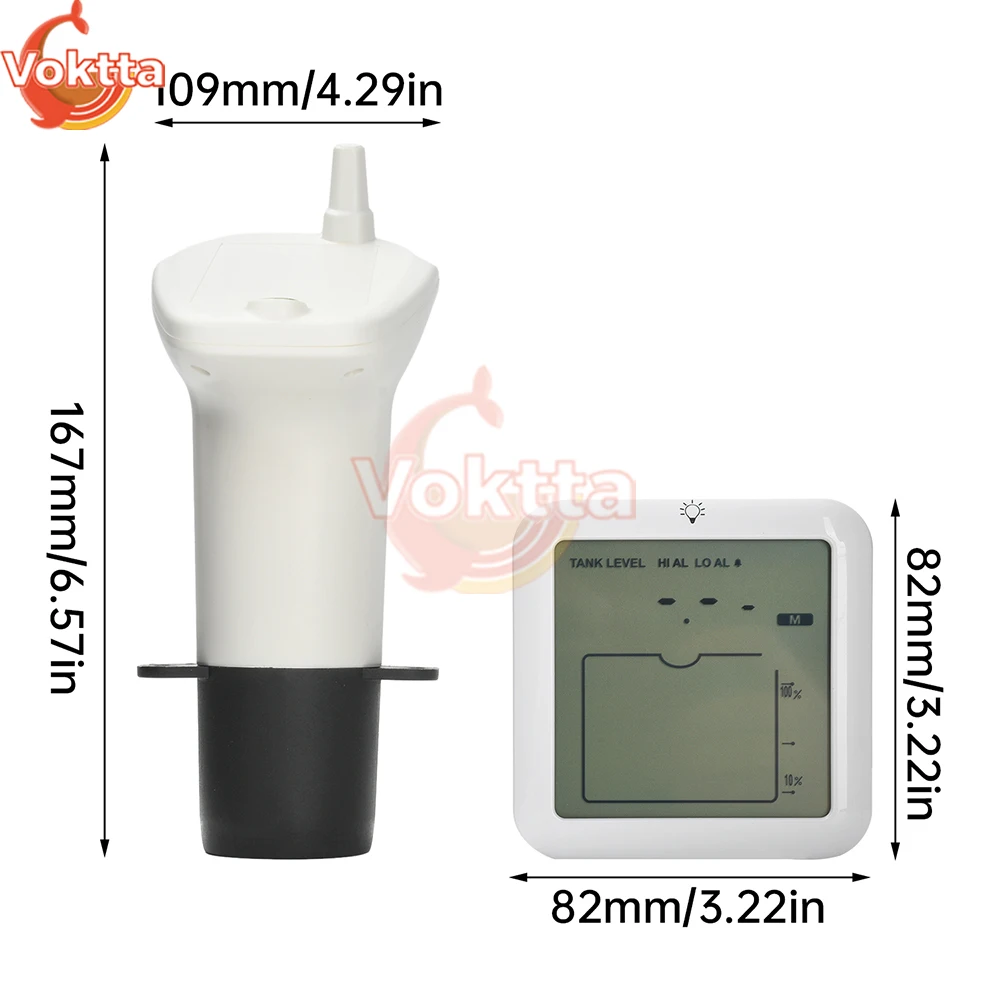 Medidor de nível ultrassônico sem fio, 433mhz, tanque de água digital doméstico, medidor de nível de líquido, alarme de altura, sensor de temperatura, monitor
