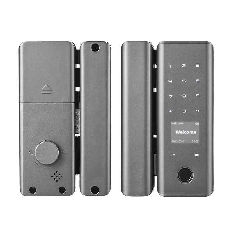 Cross-border High-end Office Shop Door With Graffiti Free Opening With Key Fingerprint Password Lock Glass Door Smart Lock