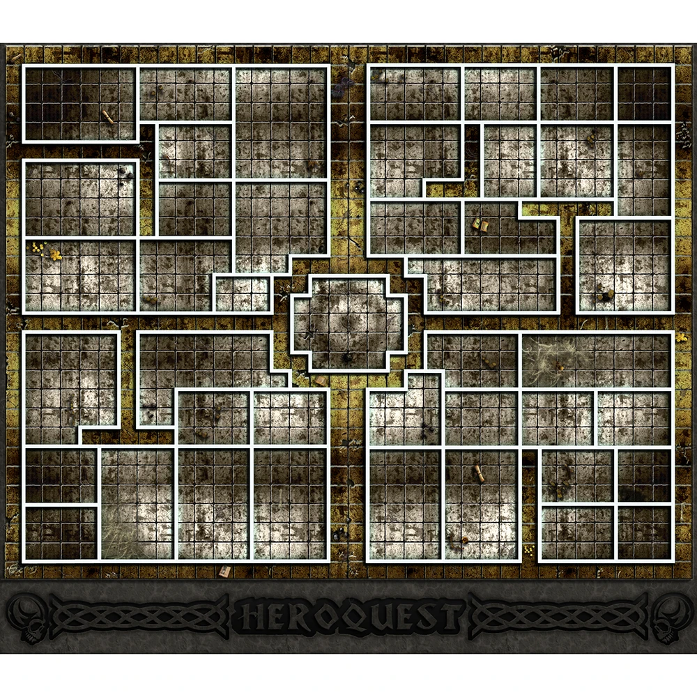 

Custom Big Playmat HeroQuest with Stitched Edges (Locked Edges Big Mousepad) Natural Rubber Board Games Pad 93X82CM