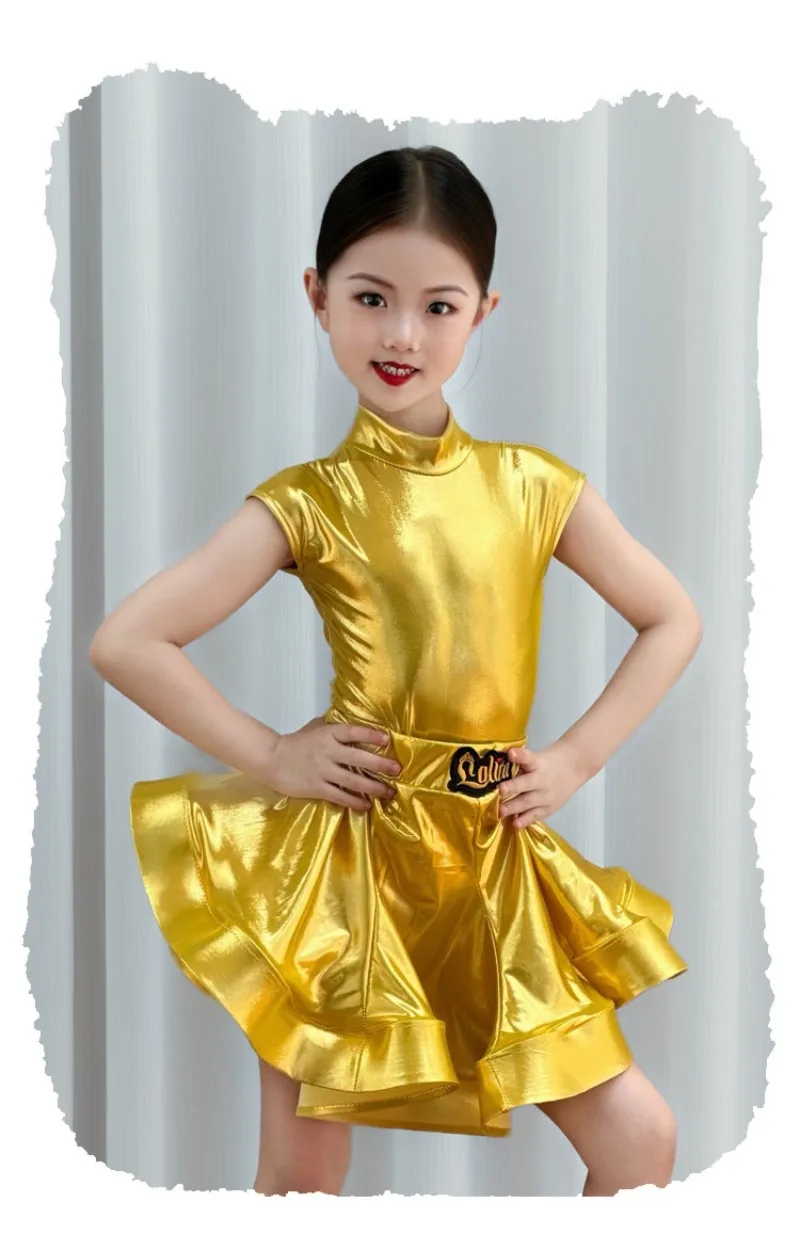 Latin Dance Costume 2026 Premium Shiny Sleeveless High Neck Split Set Professional Outfit For Competition Practice Dance Wear