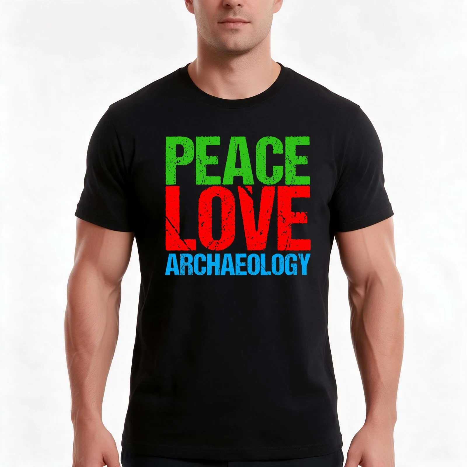 Peace Love Archaeology T-Shirt, Summer Casual Cotton Tee, Oversized Streetwear Tops, Vintage Graphic Print, Unisex Men Women