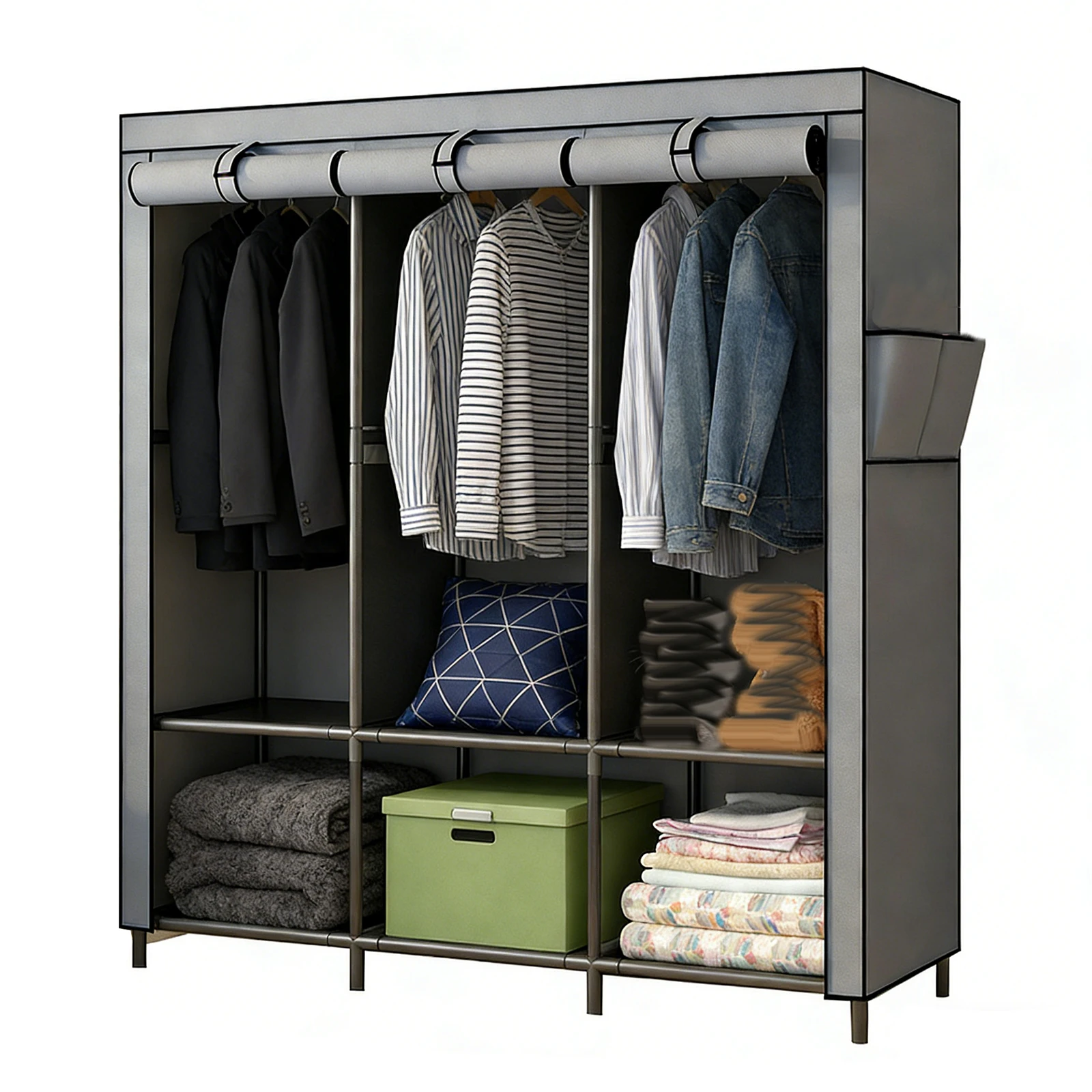 Wardrobe Closet for Hanging Clothes Large Capacity Clothes Rack Easy To Assemble Storage Organizer for Bedroom Living Room