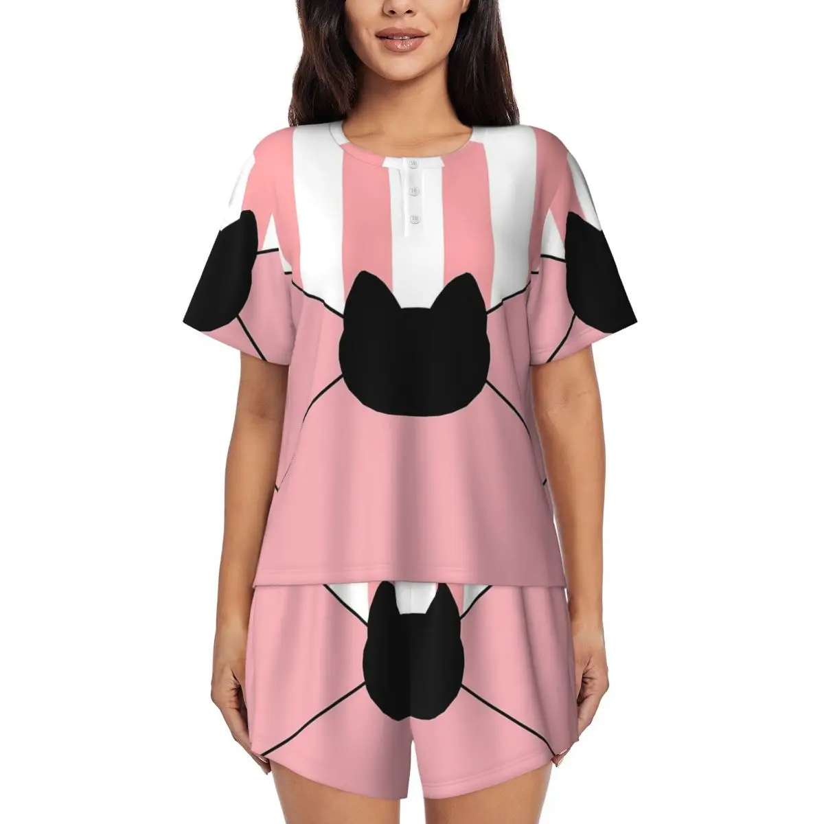 

Bee And Puppycat Temp Work Assignment Horizontal Round Neck Short Sleeve Nightgowns for Sleeping Women Pajama Set Short Pants