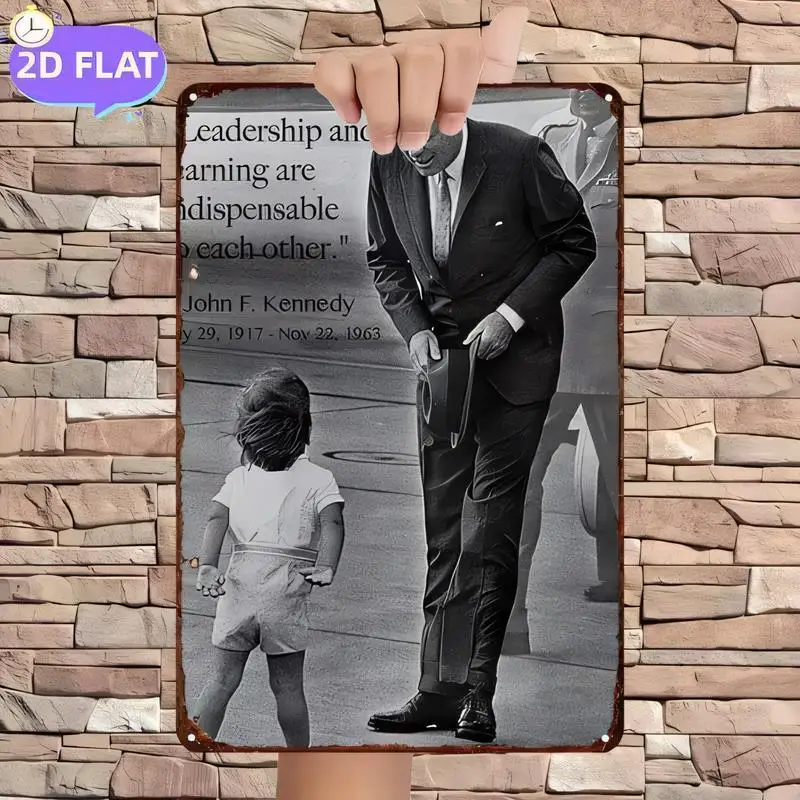 John F. Kennedy Vintage Metal Tin Sign - Retro Black & White Wall Art, Iron, Home/Office Decor, Kennedy Quote & Image, Retro Sty