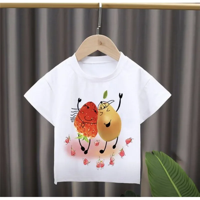 Nieuw Fruit Cartoon Bedrukt T-Shirt Kinder Jas Meisjes Kleding Huggy Wuggy Hello Kitty Demon Slayer Aliexpress Uk Tops Tee