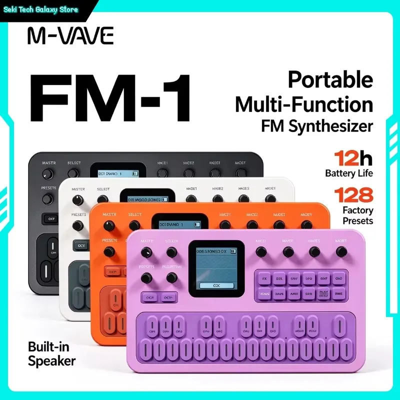 M-VAVE FM-1 Portable 27 Key Synthesizer Keyboard 128 Presets 3 Channel MIDI Built-in 6 Effects 16-Step Melody Maker With Speaker