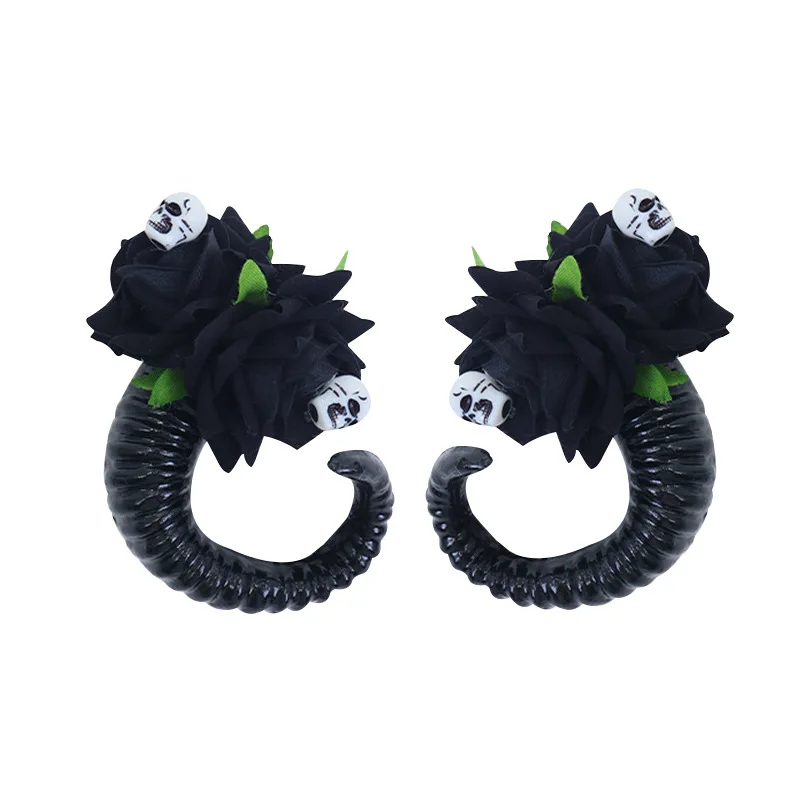 Halloween pequeno diabo rosa acessórios de cabelo menina cos diabo hairpin células vacas esqueleto gótico cocar personalidade