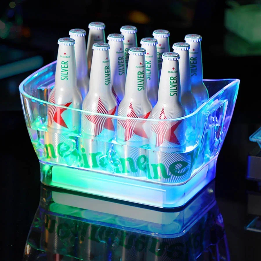 Rechargeable LED Luminous Ice Bucket Nightclub Champagne Beer Wine Bottle Cooler LED Ice Bucket For Wedding bar Nightclub Decor