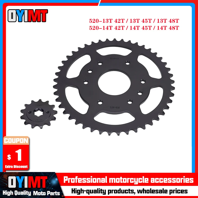 

13T 14T 42T 45T 48T Motorcycle Front and Rear Sprocket Chain Wheel For Road 125 ABS 125 RC 200 ABS 200 RC