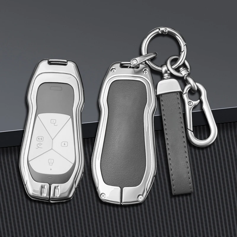 

Metal Leather Car Remote Key Case Cover Shell Keyless Protector Holder for Xpeng Xiaopeng P5 P7 G9 G3i Keychain Accessories