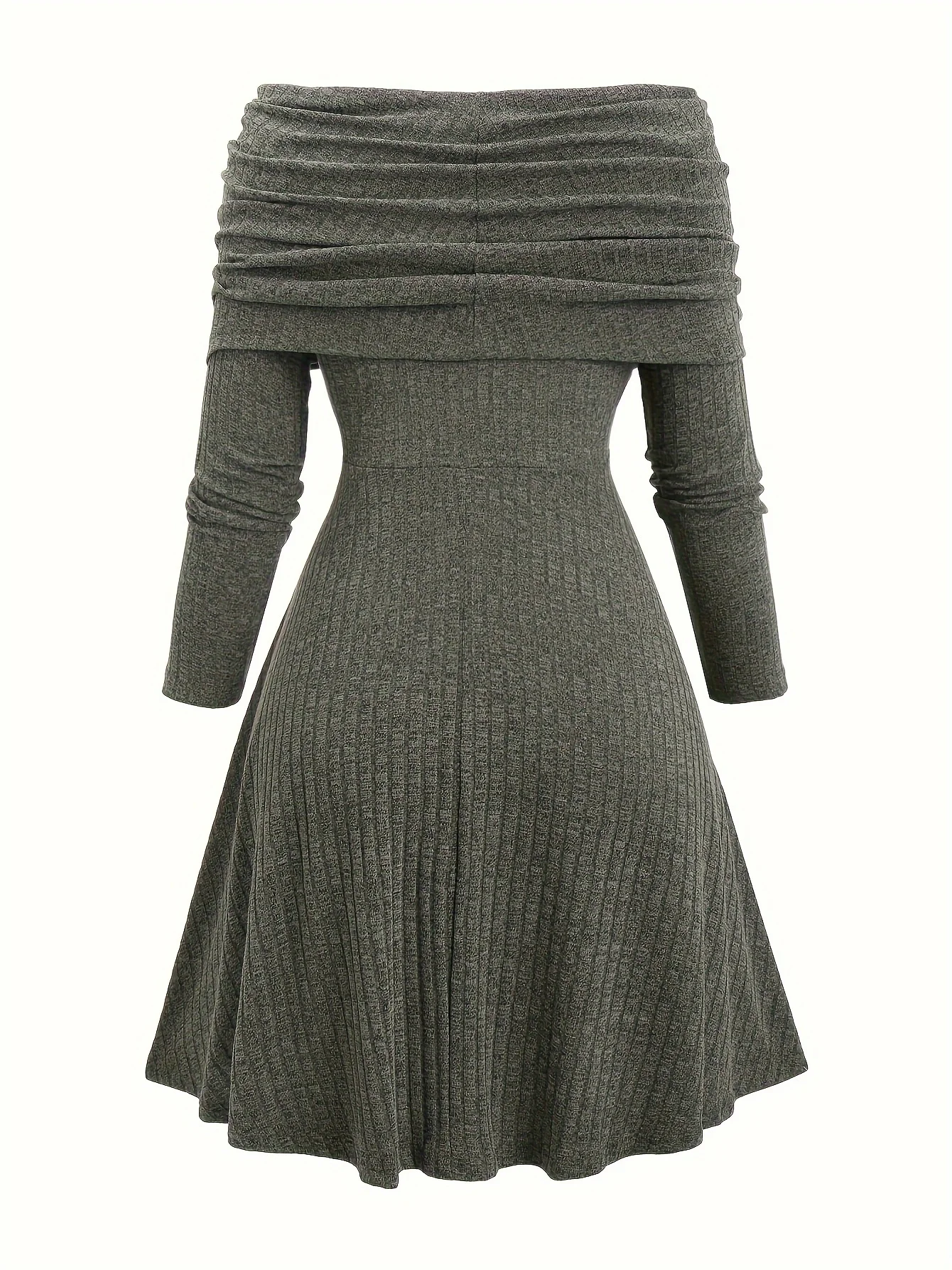 2024 European and American leisure fashion solid color shoulder drawstring plus size A dress female
