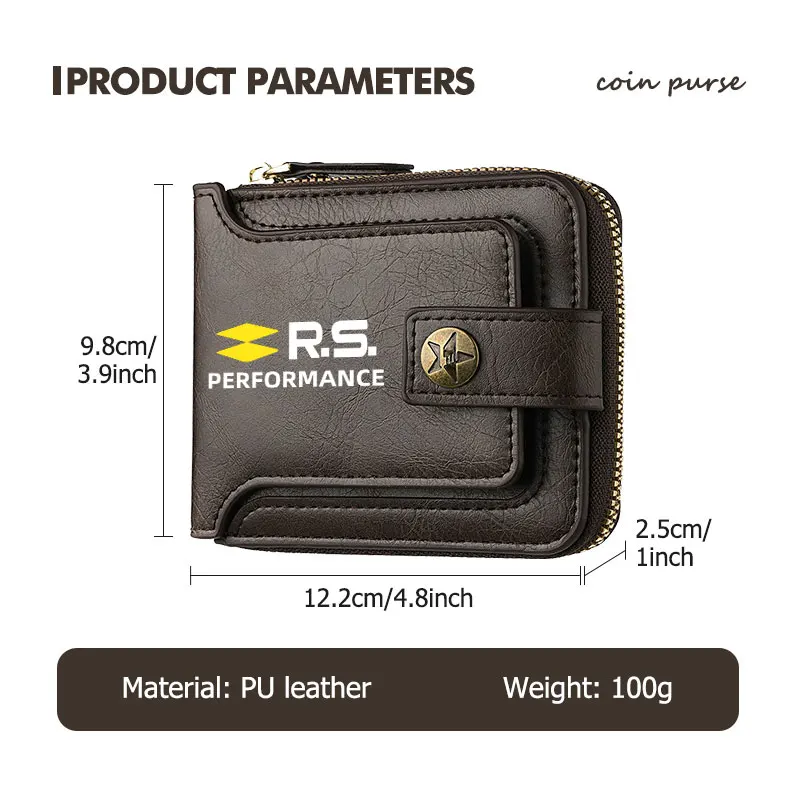 For Renault Leather Car Transverse Wallet Flap Purse Short Money Clip RS Sport Megane 3 4 2 Clio 5 Line Sandero Scenic Logan - view 6