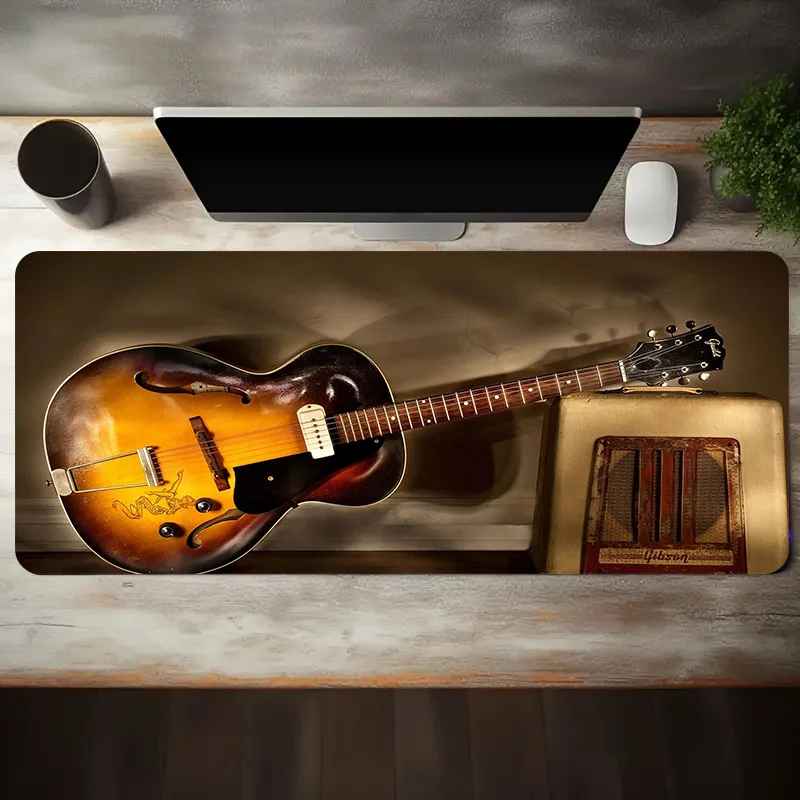 

Vintage Guitar Mouse Pad Retro Art Gaming Desk Mat XXL Non-slip Rubber Base Washable PC Pads for Game & Office Room Decoration