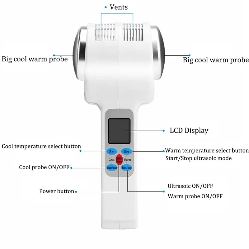 Hot Cold Hammer Household Double Headed Colorful Ultrasound Beauty Equipment Face Lifting Skin Rejuvenation Body Facial Care