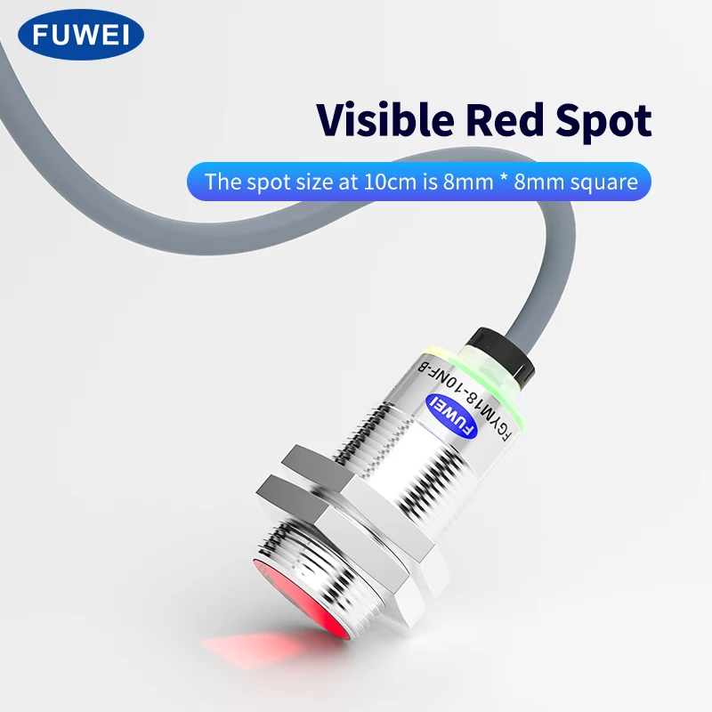 FUWEI FGYM18-10NF-B-M12 Metal Housing Photoelectric Sensor M12 Connector 10mm Range NPN NO Industrial Presence Detection Switch