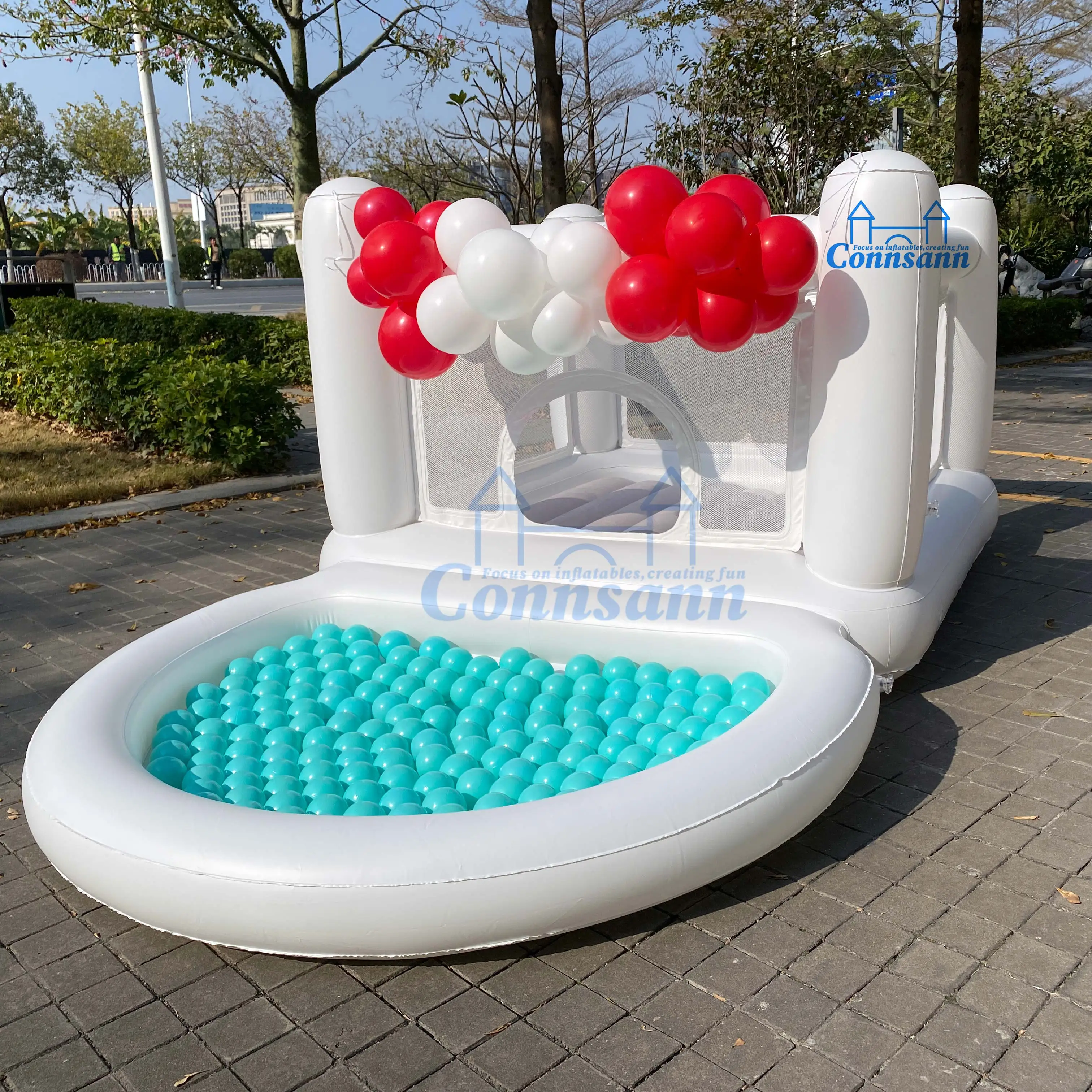 Ultimate Inflatable Bouncer Trampoline with Ball Pit Dual Play Zones for Endless Fun and Adventure for Kids have party and