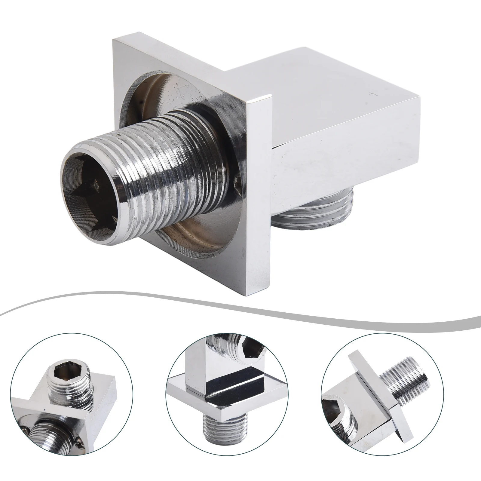 

Reliable Brass Square Shower Hose Wall Outlet Elbow Modern Chrome Connector Perfect Fit for Hand held and Bathtub Nozzles