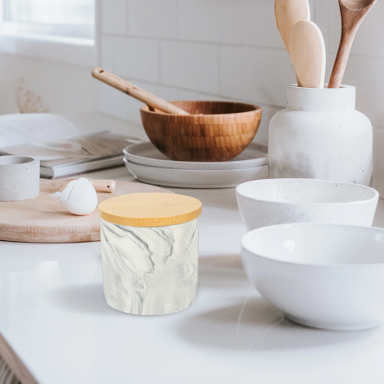 

Salt Container Ceramic Kitchen Storage Jar Tea Coffee Canister Sealing Lid Fresh Food Jar Salt Container Coffee Storage