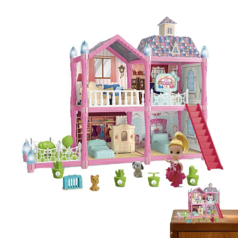 

Girls Castle Playhouse Building Villa Playhouse For Little Girls Educational Light Up Princess Toys Play House For Children's Da