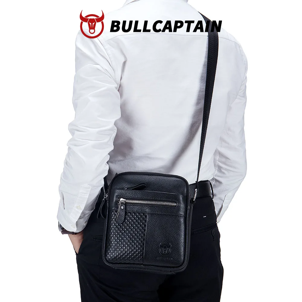 BULLCAPATIN Men's Genuine Leather Shoulder Bag Messenger Briefcase CrossBody Handbag Satchel Travel Bag