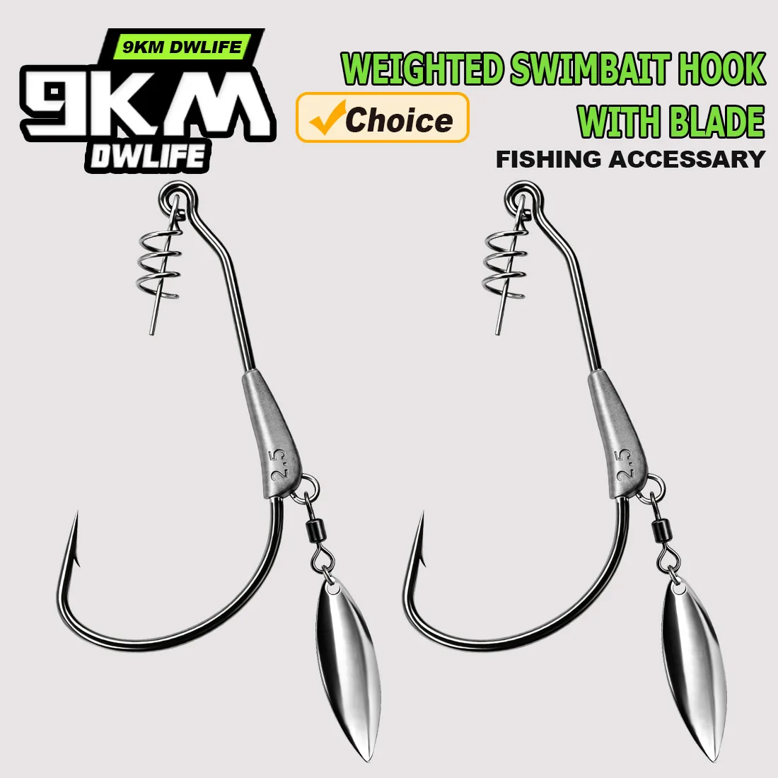 9KM 12 Stück Gewichtete Swimbait-Haken mit Willow Blade Weedless Twist Lock Bass-Angelhaken für Weichplastik Salzwasser Süßwasser