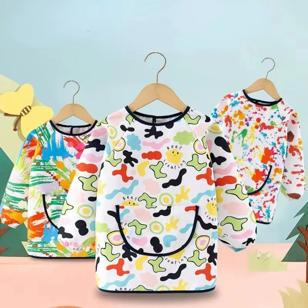 New Polyester Children Painting Apron Waterproof Easy Clean Kitchen Apron Drawing Dressing Art Bibs