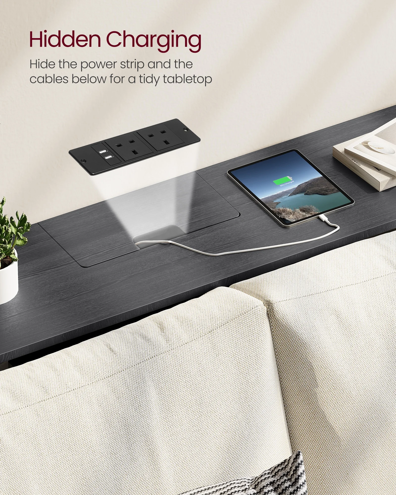 -console Entrance Hallway Table Black Narrow Entryway Table With Charging Station