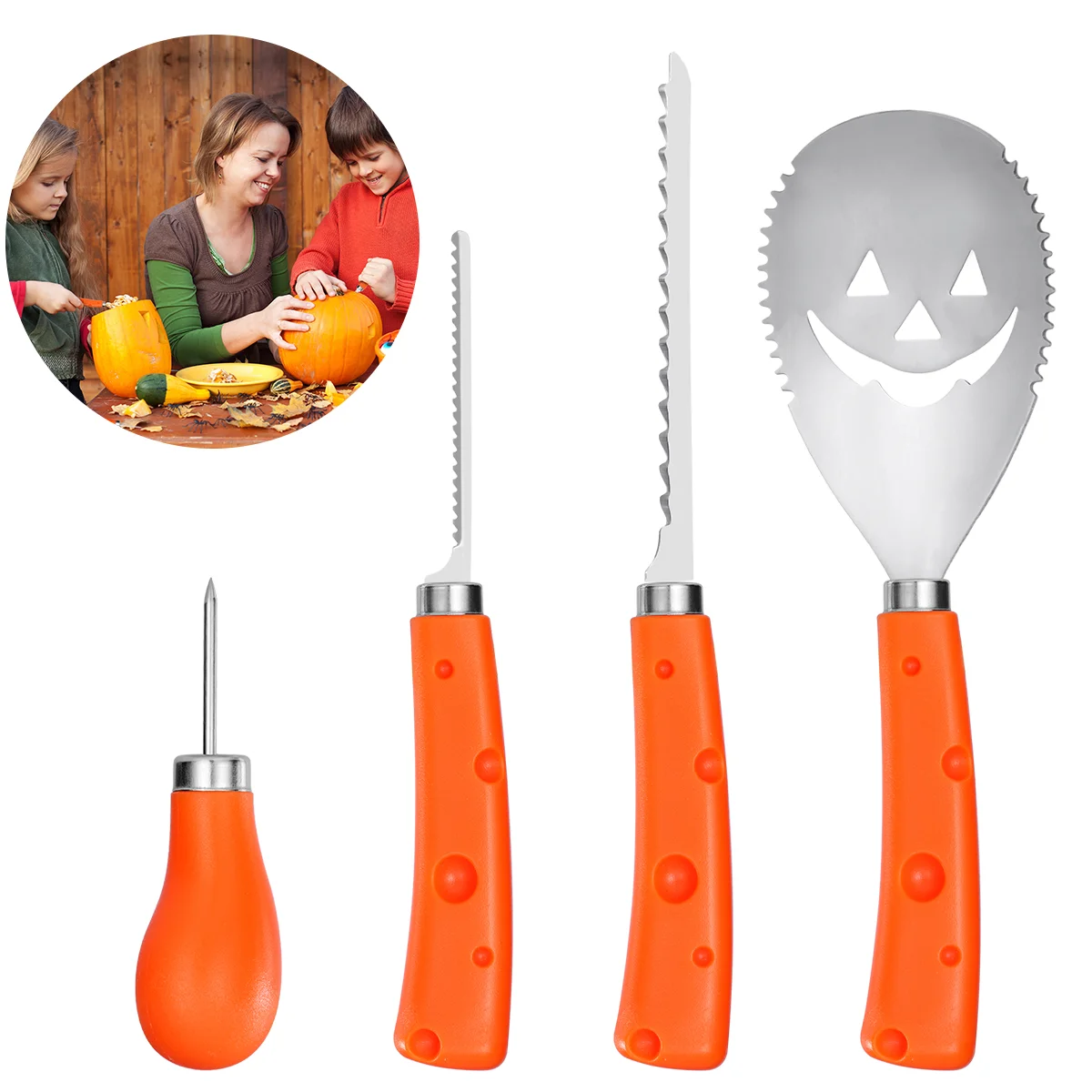 

BESTONZON 4PCS Pumpkin Carving Kit Lantern Carving Tools Sturdy Stainless Steel Pumpkin Tools pumpkin carving knife